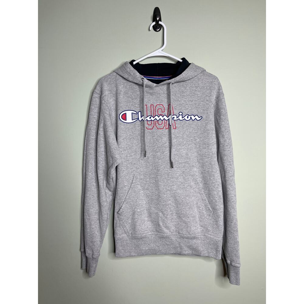 Champion USA Mens Grey Hoodie Size Small